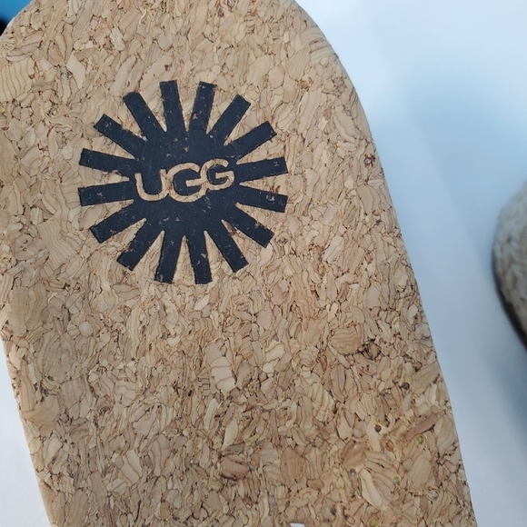 UGG black suede fringe wedge sandals 10 - Picture 5 of 15